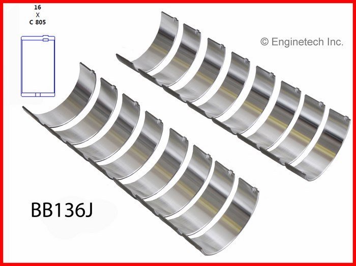 Вкладиші шатунні 0,75 мм 5,2 L Enginetech BB136J030 Dodge Dakota, Durango, Grand Caravan, Ram 1500, Ram 2500, Ram 3500 — запчастина Jeep — купити в Україні Jeep