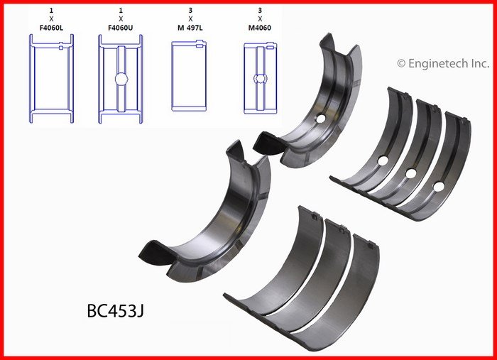 Вкладиші корінні +0,75мм Enginetech BC453J030 Jeep Wrangler; Dodge Intrepid, Grand Caravan, Caravan; Chrysler Voyager, Town & Country, Pacifica, New Yorker, Int