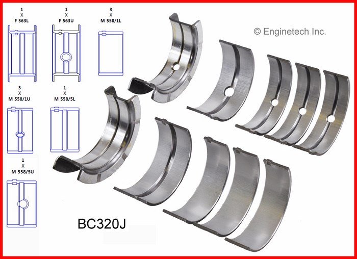 Вкладиші корінні +0,50 MM Enginetech BC320J020 Jeep Grand Cherokee; Dodge Ram 3500, Ram 2500, Ram 1500, Durango, Dakota — запчастина Jeep — купити в Україні Jee